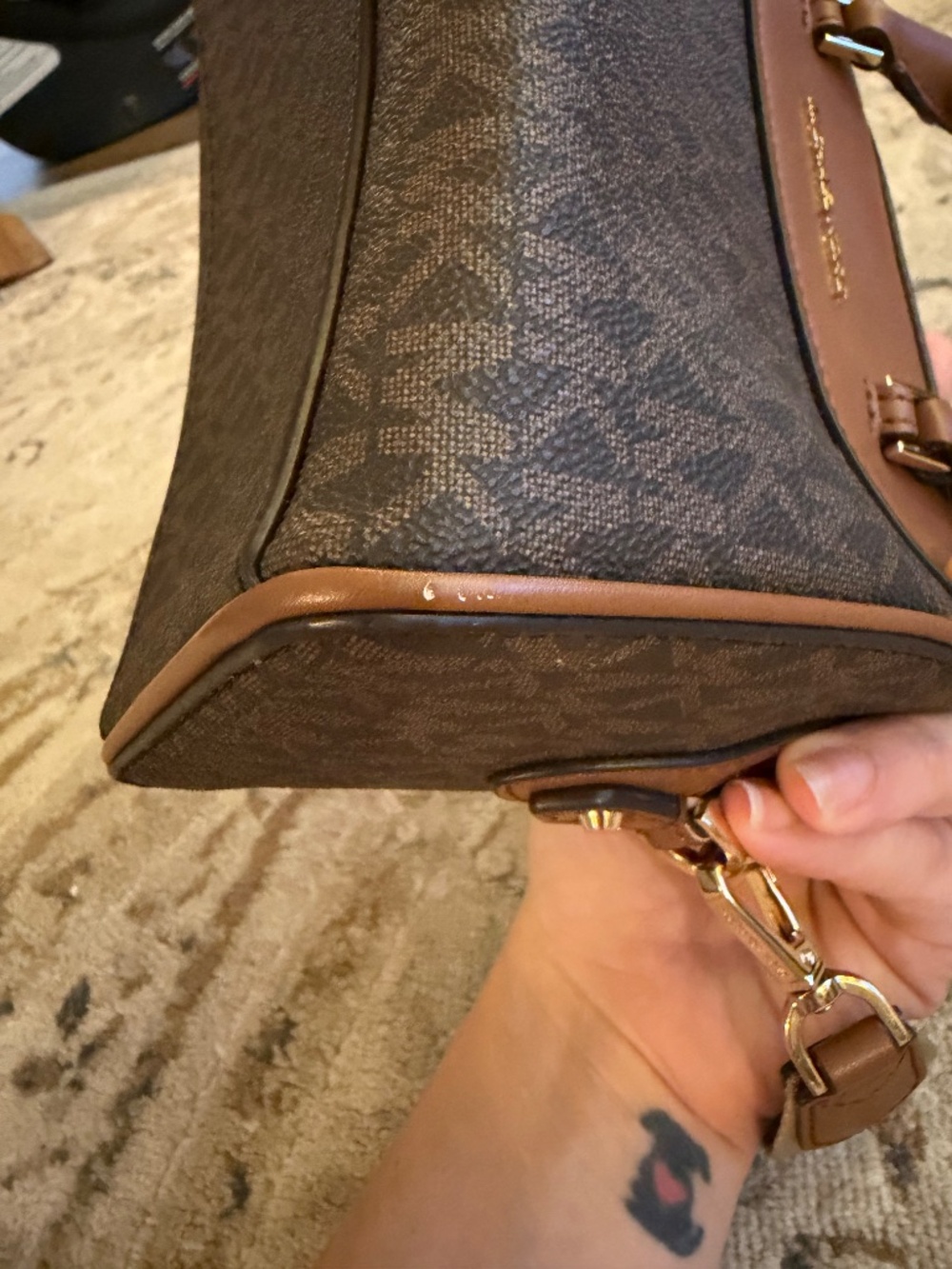 Michael Kors Brown Monogram Crossbody Bag - Picture 6 of 10